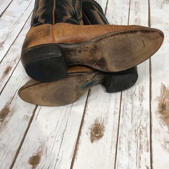 Tony Lama Cowboy Boots Size 10.5 mens Leather Western - Picture 16 of 17